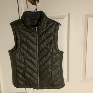 Love Tree  puffy vest , size L . Greenish-brown in color.